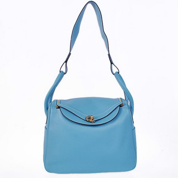 H1057 Hermes Lindy 30CM Havanne Borse 1057 Light Blue Leather